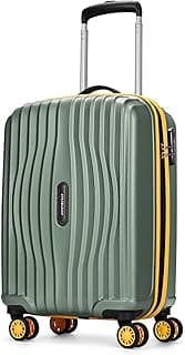 Aristocrat Cabin Vortex Plus | Trolley Bag, 55 Cm, Small Hardside Luggage | 8 Wheels, Combination Lock | Polycarbonate | 3 Year International Warranty | Thyme Green