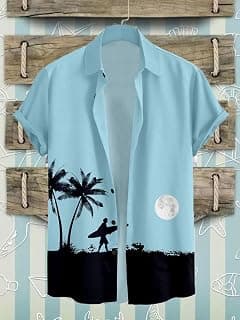 LAMBOO Men Latest Goa Hawaiian Beach Printed Stylish Latest Look Half Sleeve Stretchable Fabric Slim Fit Cut Away Collar Casual Shirt