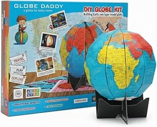 DIY World Globe Kit for Kids – 3D Buildable Educational Toy with Earth Core Layers – Geography Model for Students Ages 3-15 – STEM Learning for Home & Classroom