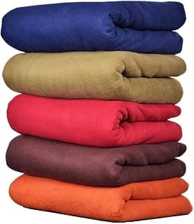 Goyal's Plain Fleece Single Bed All Season Blanket/Comforter/Dohar 250 Thread Count - 55x88 Inch, Blue, Brown, Maroon, Rust, Olive (Pack of 5)