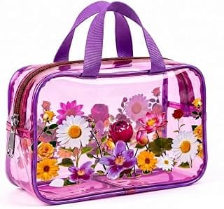 Generic Floral Design Clear PVC Tote Bag, Purple, Transparent