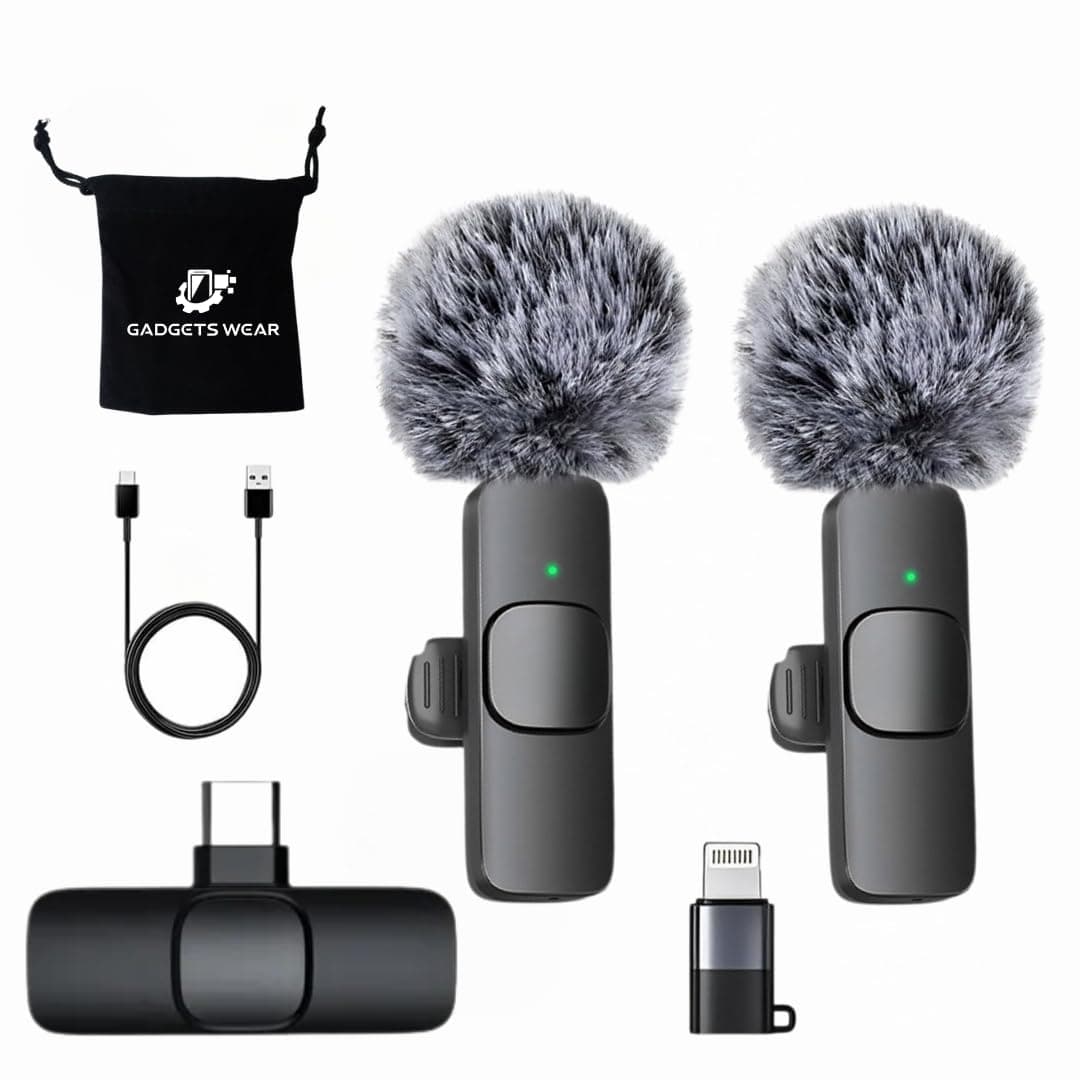 GADGETSWEAR AI K9 Furry Wireless Lavalier Microphone, Bluetooth Clip-On Mic for Only Type-C Android, Noise Cancelling Collar Mic for YouTube, Podcast, Vlogging, Video Recording,Content Creation