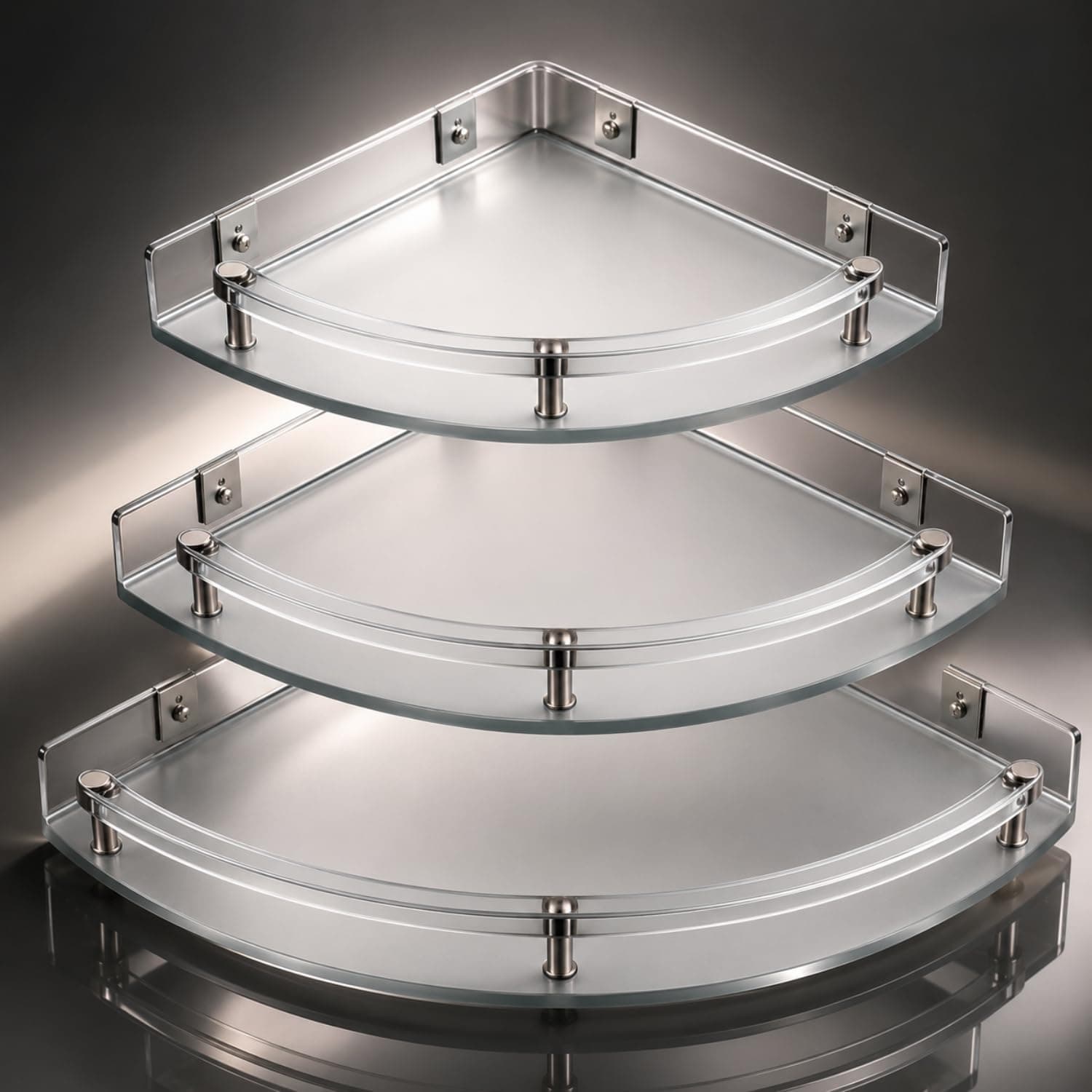 Urban Elite Premium Acrylic Bathroom Shelves Set of 3 – Unbreakable Transparent Corner Wall Mount Shelves (8", 10", 12") for Bathroom, Kitchen, Bedroom, Living Room, Toilet, Washroom & Home Storage