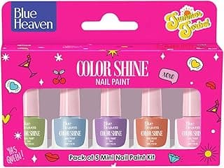 Blue Heaven Color Shine Nail Polish Set for Women | Pack of 5| Glossy Finish | Quick Drying | Long Lasting Nail Polish for Women | Chip Free Nail Paint | Gift Set for Women|Summer Sorbet, 25ml