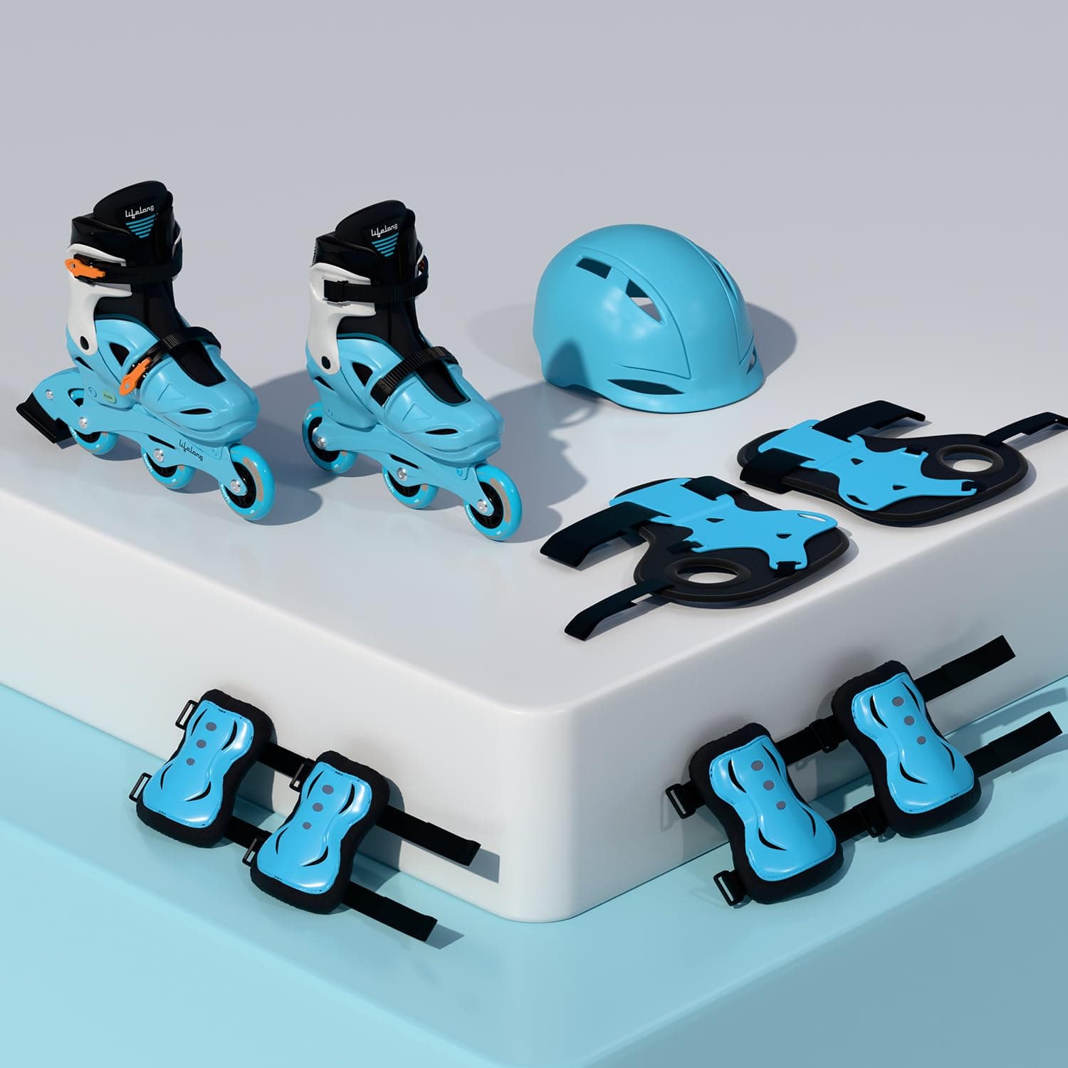 Lifelong Inline Skates for Kids - Roller Skate Shoes-3 Wheels Inline Skates-Skating Shoes for Boys & Girls with Safety Kit- Skate Scooter- Liner Skates-1 Pair of Skates, Blue, S (17.5-20 cm)