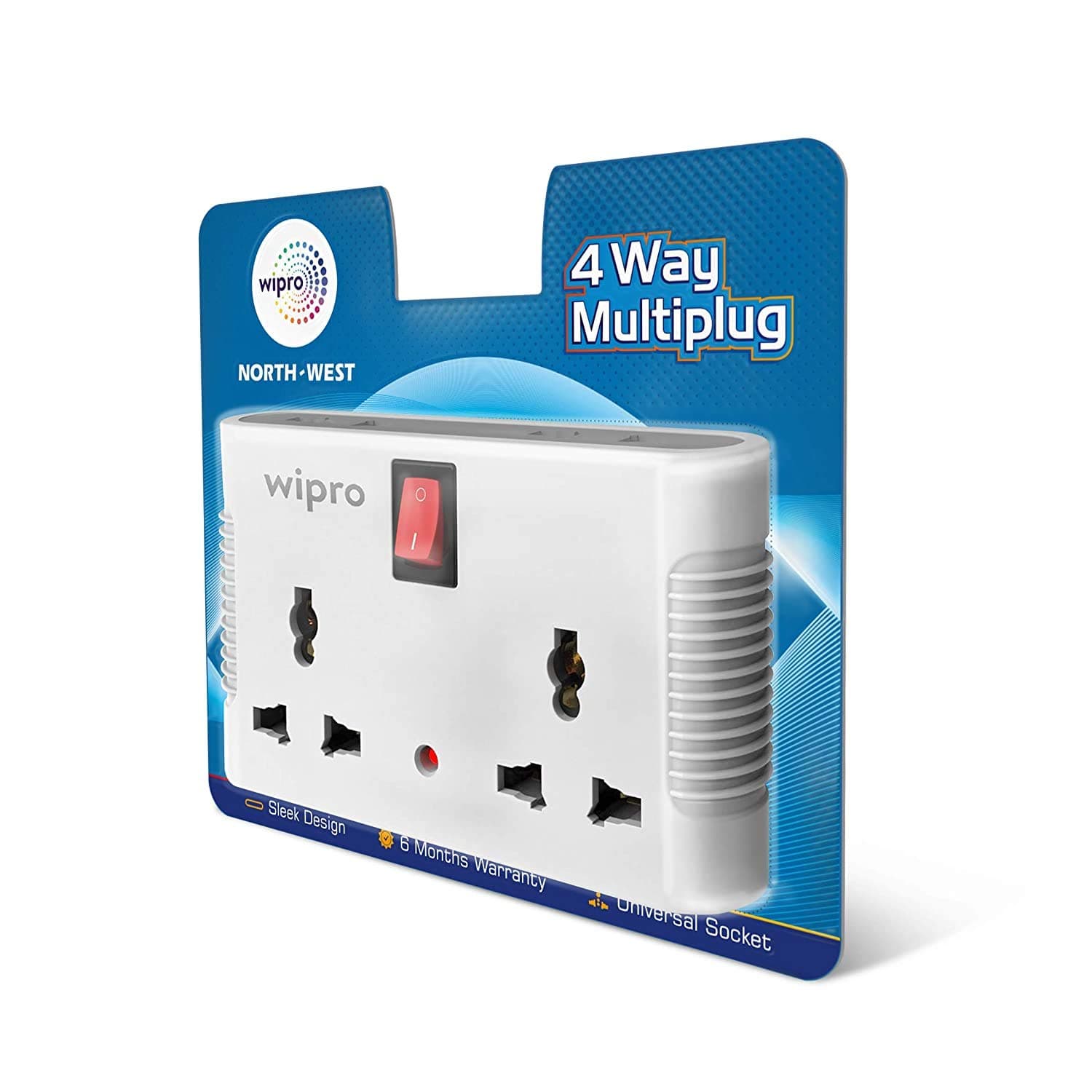 Wipro 4 Way Multiplug with Two Universal Sockets (Pack of 2)
