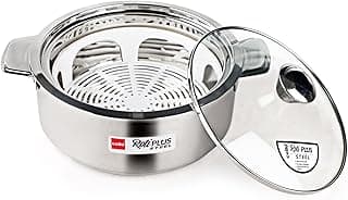 Cello Roti Plus Insulated Stainless Steel Casserole Hot Pot Case Box with Glass Lid, 2500ml, Silver | Double Wall Insulated, Inner Drip Tray Casserole For Roti | Hot Pot Roti Case For Kitchen