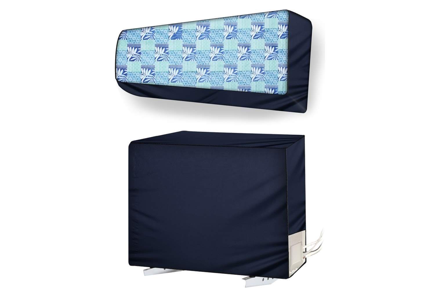 Stylista ac Cover Set of Indoor and Outdoor Unit for 1 ton Capacity Surface Pattern Blue