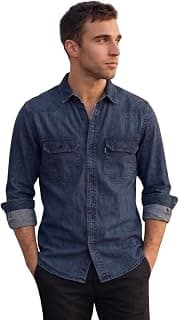 Louis Philippe Men's Slim Fit Classic Denim Wash Stylized Fashion Full Sleeve Casual Shirt