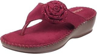 Mochi Women's Suede Faux Leather Comfort Fashion Slip-on Sandal with Embellished Flower Details