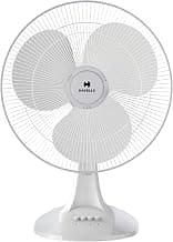 Havells Sameera 400mm Table Fan | Jerk free oscillation, 120 ribs guard, 3 Speed Settings, 1360 RPM Powerful Motor | Aerodynamically designed & balanced PP blades, 2 Year Warranty | (Pack of 1, White)