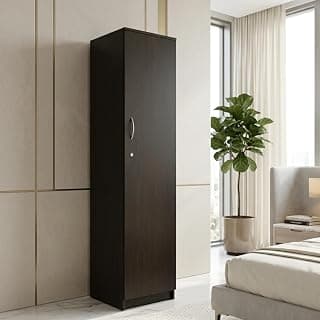 Sonic Multipurpose 1 Door Wardrobe/Spacious 4 Shelves with Drawer Engineered Wood 1 Door Wardrobe (Finish Color - Dark Wenge, Knock Down)
