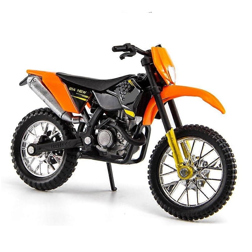 SmileGear Mini Alloy Motorcycle Simulation Model Toy (with Display Stand), 1:18 Scale w/Suspension, Alloy & PVC Material, Dirt Bike Collectible Present for Boys, Girls and Bike Lovers (Orange)