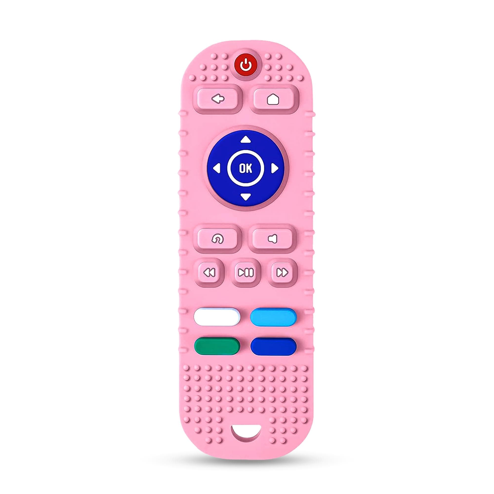 GLUN® BPA Free Silicone Remote Shape Teether For Growing Babies, Pack of 1 Pink Colour Remote Teether for 6 To 12 Months Baby, Helps Biting Skills Development, Colour & Shape Recognition, Toys For Babies