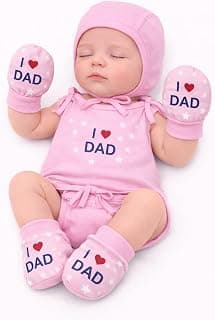 CUTEABLY Newborn Baby Jhabla, Cap, Mittens, Booties, Nappy Combo Set, Soft & Breathable Cotton, Unisex, 0-3 Months