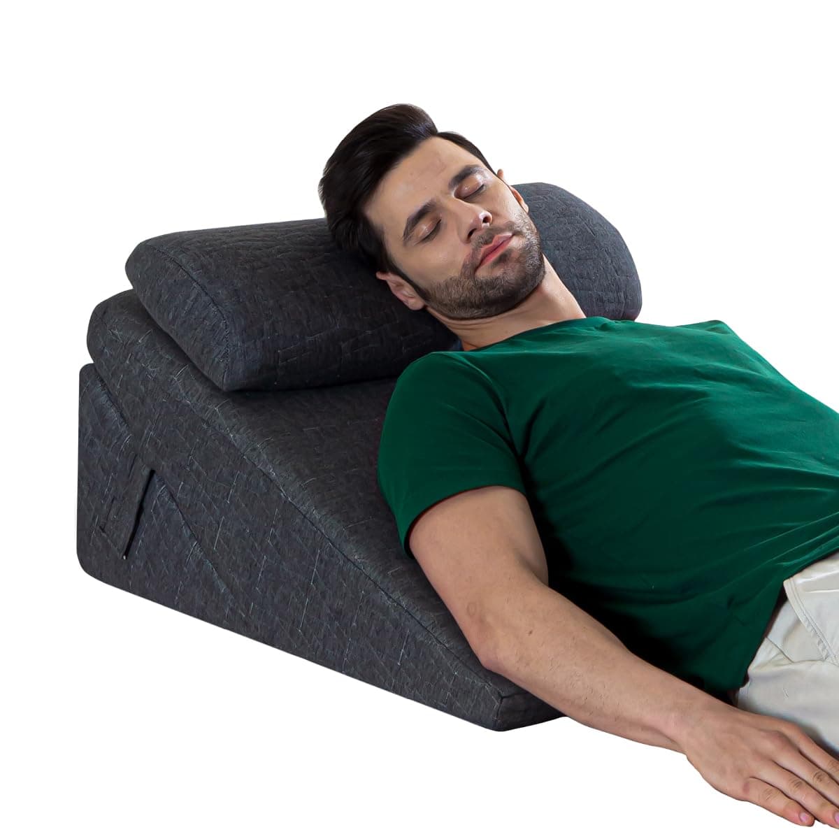 The White Willow Adjustable Wedge Pillow with Headrest – Memory Foam & HR Foam for Back Support, Acid Reflux & Leg Elevation – Standard Size – 12" H – Grey