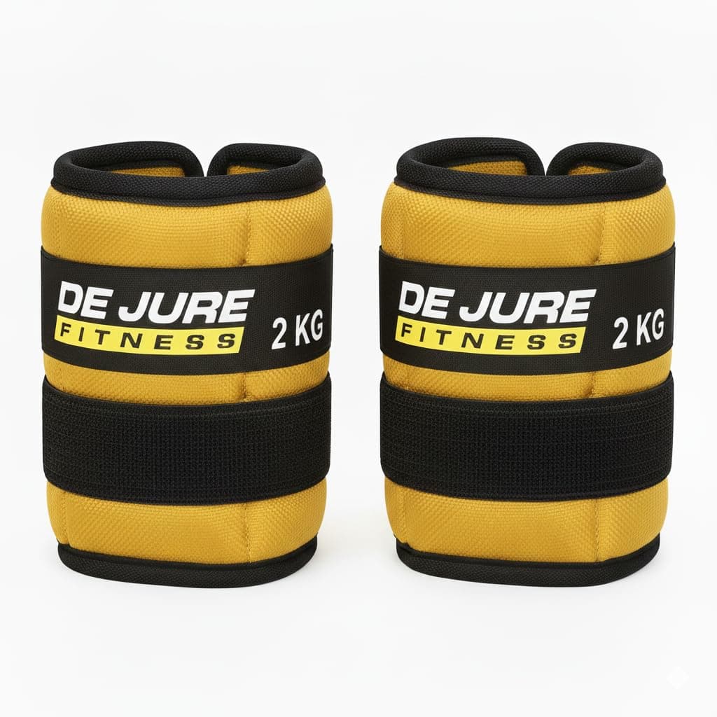 De Jure Fitness Adjustable Ankle & Wrist Weights Pair (2KG x 2) for Men & Women | Strength Training, Walking, Running, Workout, Yoga | Comfortable, Durable | Yellow – 4KG