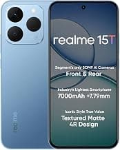 realme 15T 5G Smartphone 8+128GB 6.67inch Screen, 120Hz Display,7000mAh Battery,60W Fast Charge,Front & Rear Dual 50MP Cameras, Dimensity 6400 Max 5G Chipset,IP69, Silk Blue