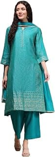 BIBA Women's Cotton Blend Kurta, Bottom, Dupatta