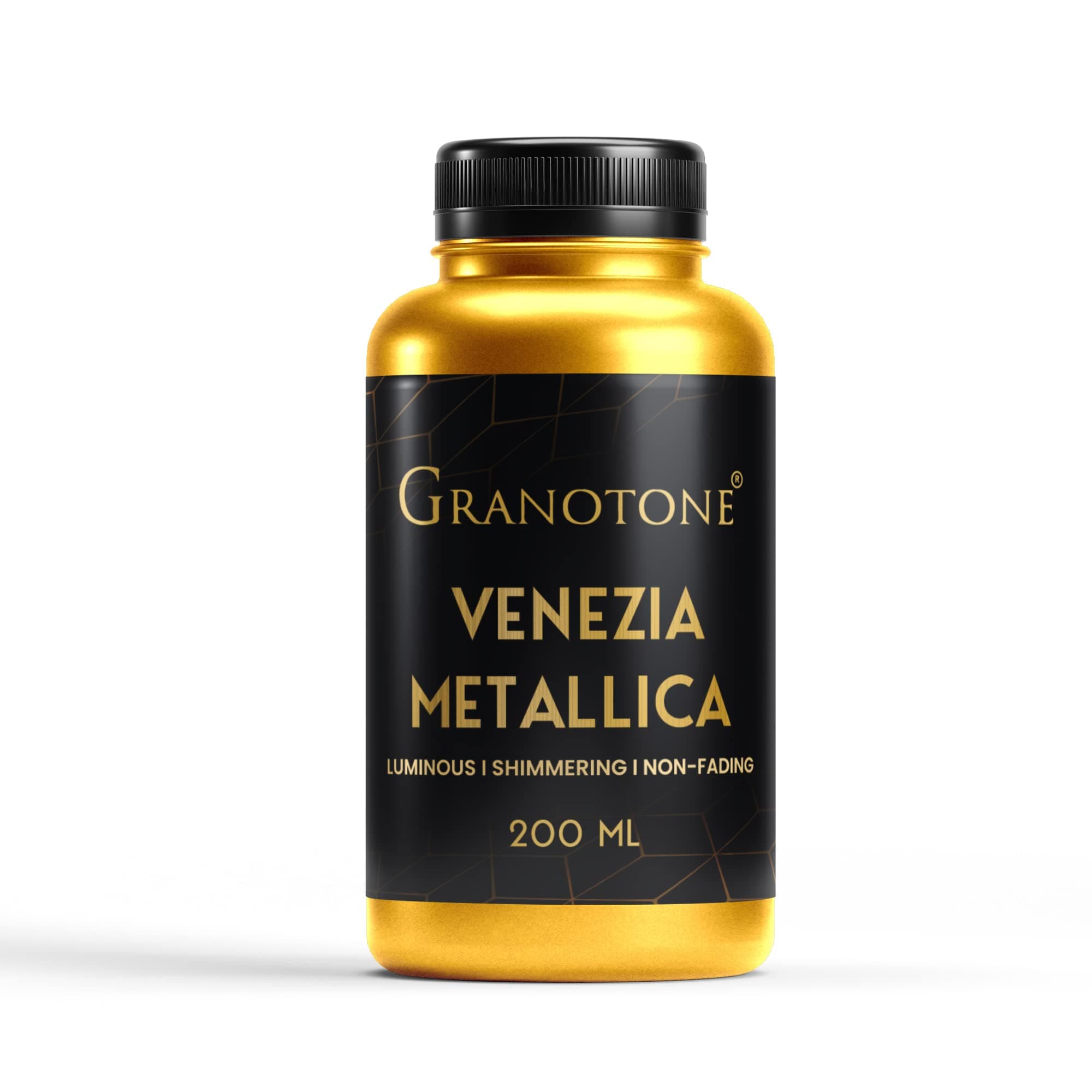 GRANOTONE Venezia Acrylic Metallic Paint Gold 200 ml Bottle Non Toxic Multi Surface Colour Non Fading & Shimmering Rich Shine Pigments Ideal for Kids Artists & Beginners