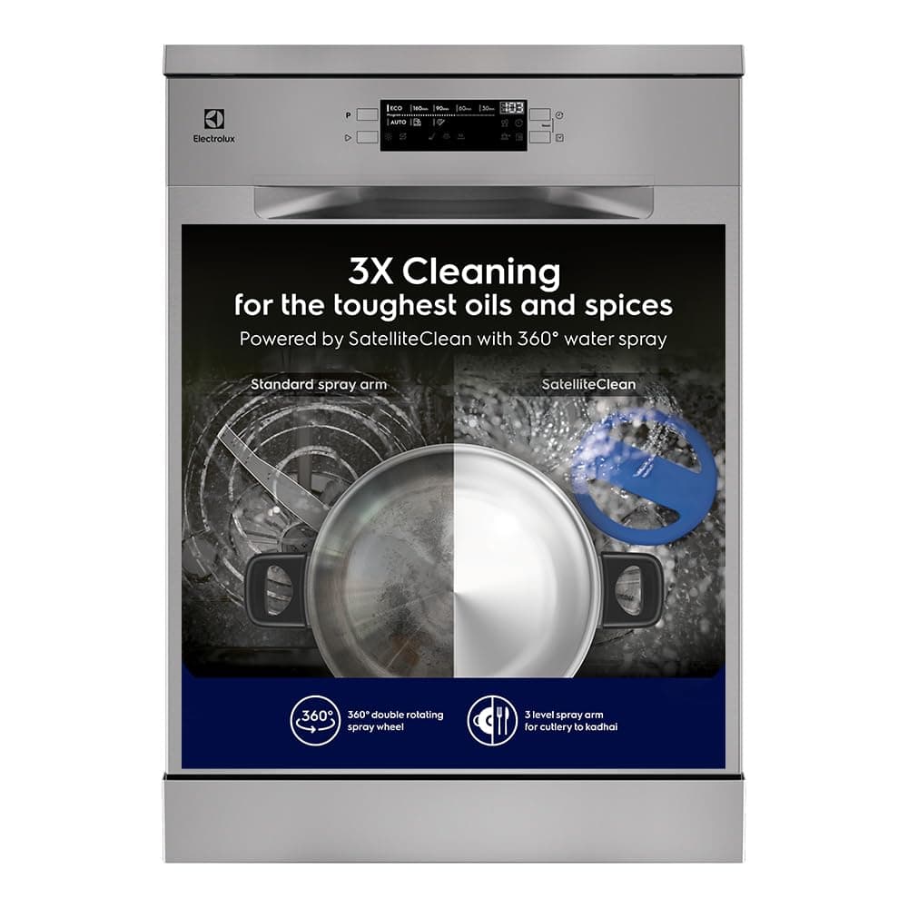 Electrolux 15 Place Settings Dishwasher Machine for Home, Fully Automatic with AirDry, Stainless Steel, UltimateCare 700, ESZ69300SX