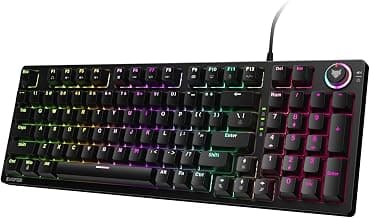 EvoFox Katana-X Mechanical Gaming Keyboard with Outemu Blue Switches | Vivid Rainbow Lighting with 13 Preset Effects | Dedicated Volume Controller | 25 Anti-Ghosting Keys | Windows Lock Key (Black)