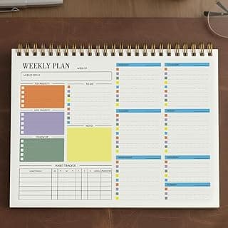 Zaslan Weekly Planner with Habit Tracker – Undated To-Do List Notepad for Priorities & Goals | 52 Tear-Off Sheets | 8.5” x 11”, A4 Size