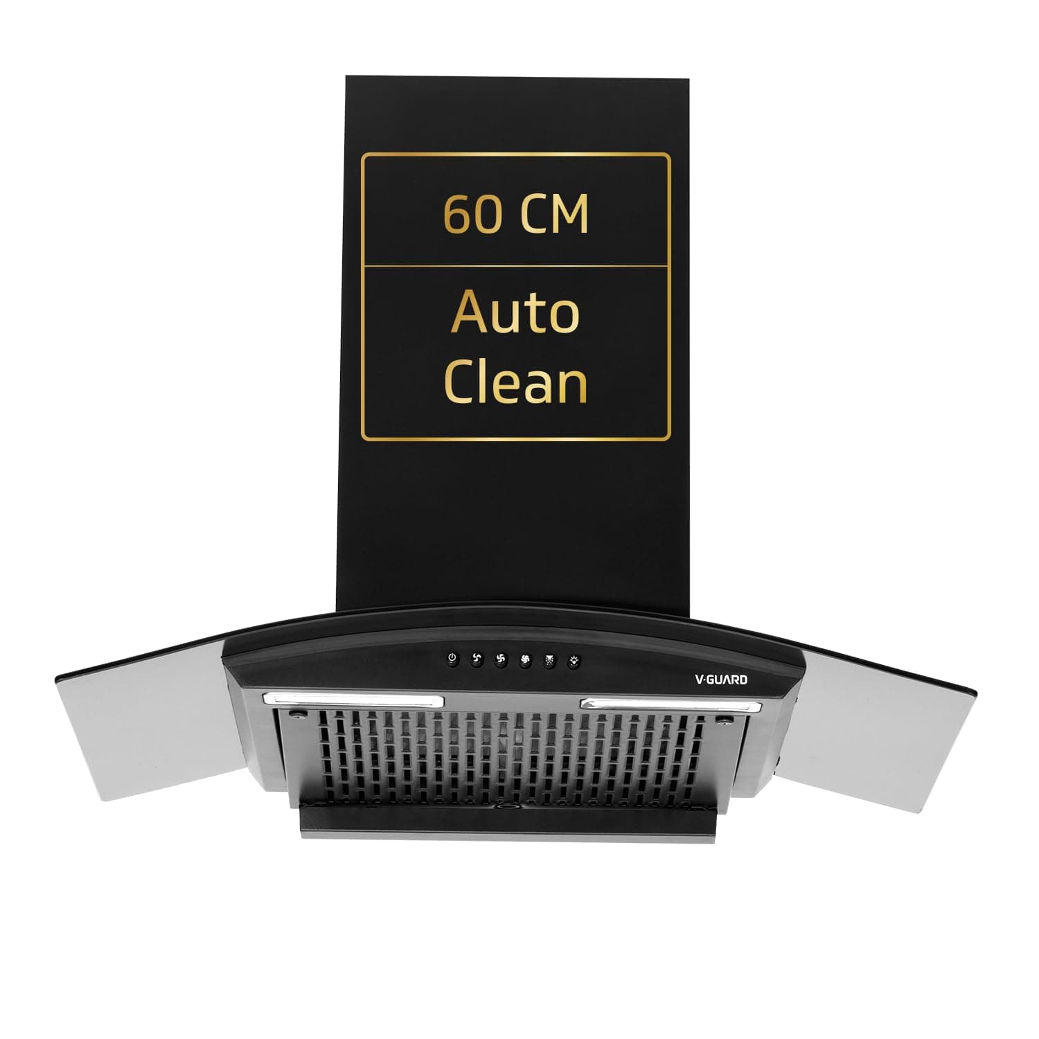 V-Guard C10 60cm Kitchen Chimney | 1000 m³/h Suction Capacity | Filterless Chimney | Heat Auto Clean | Elegant Curved Glass Design | Free Cleaning Contract