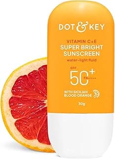 Dot & Key Vitamin C + E Super Bright Sunscreen In-Vivo Tested SPF 50+ PA++++ With New-Age UV Filters, Water-Light Fluid, Boosts Glow, Reduces Dullness & Dark Spots, Checks Tanning, No White Cast || 30G