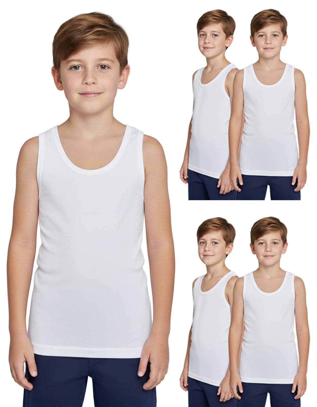Lux Cozi Kids Boy's Regular Fit Top | 100% Cotton| Skin Friendly | Lightweight | Sleeveless Design | Pack of 5