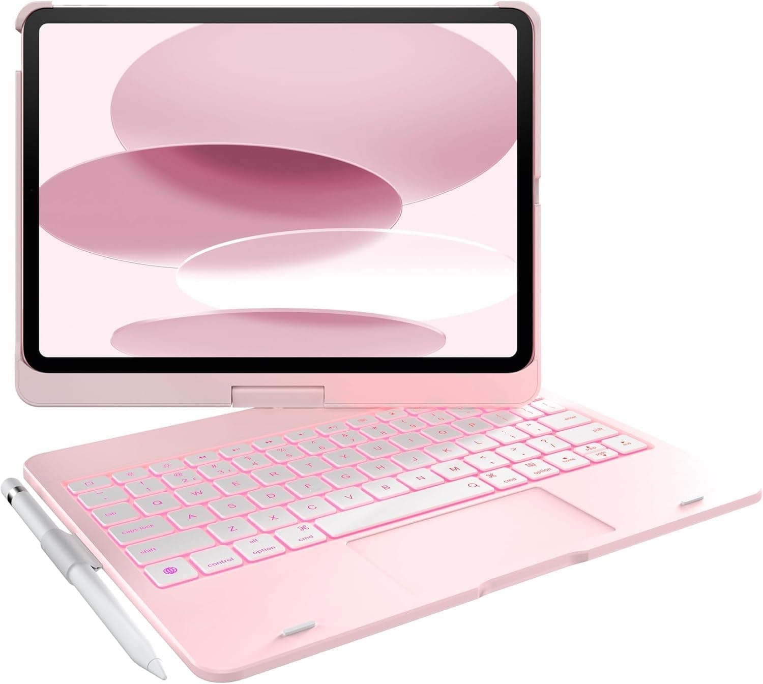 typecase Touch Keyboard for 11th (A16) & 10th Gen with Multi-Touch Trackpad, 11-Colors Backlit, 360° Rotatable Multi Viewing Angle, Pencil Holder (Not fit to Air 11/Air 5th/Pro 11)- Lt Pink'26