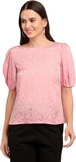 Zink London Pink Self Design Women's Elasticated Top