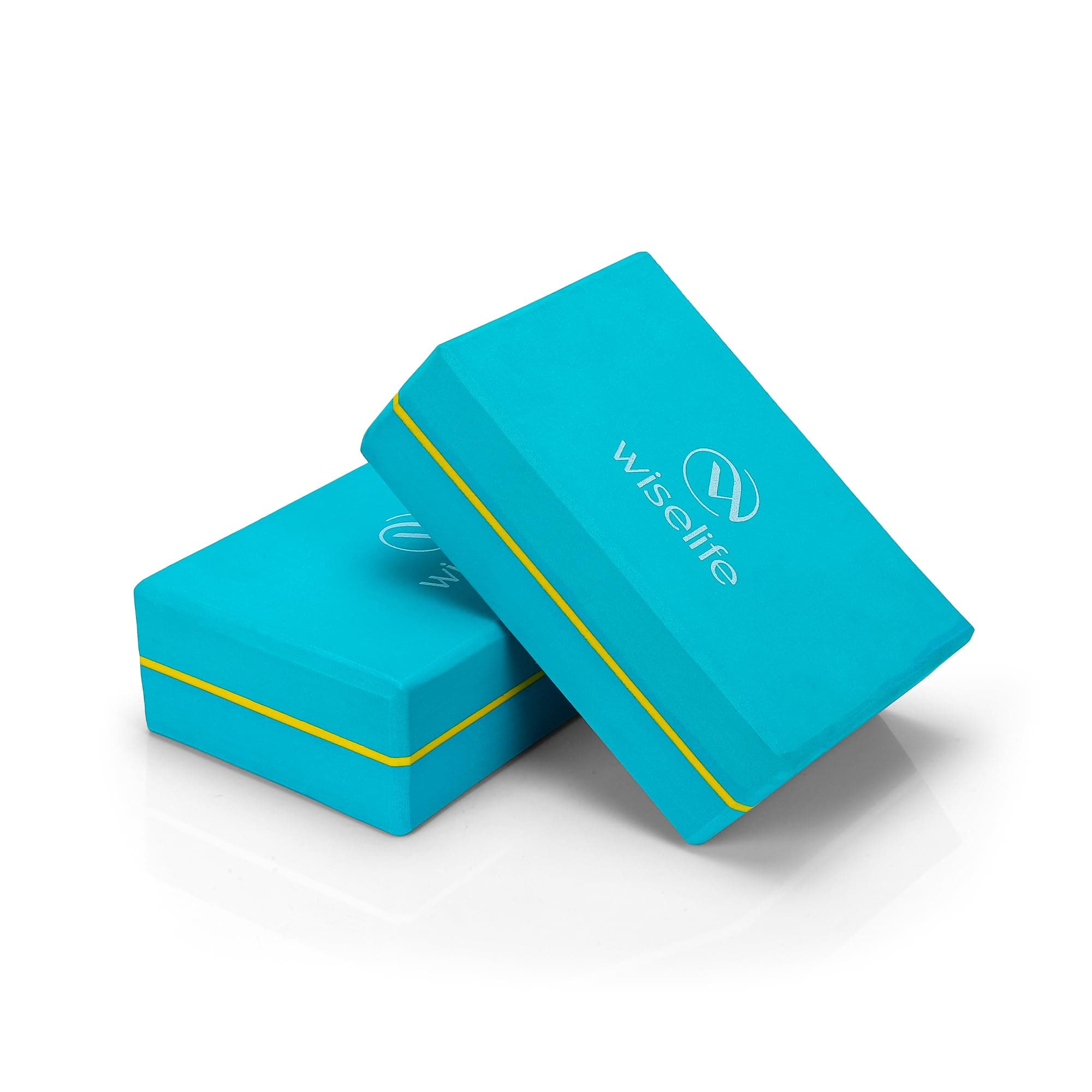 WiseLife Teal Yoga Block | Yoga Brick (Set of 2, Extra Large Size), High Density Premium EVA Foam Material, Odour Resistant, Soft Surface for balance, support & performance