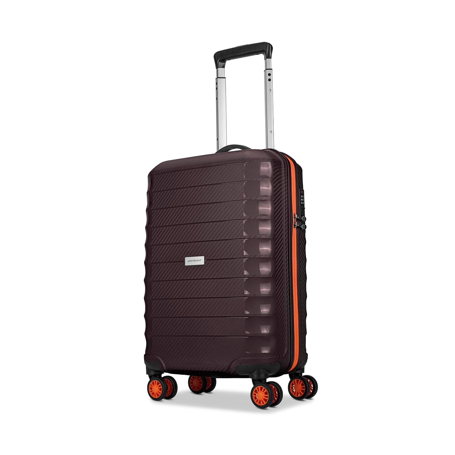 Aristocrat Altitude 8 Wheel Cabin (Small Size) Hard Case Trolley Bag | Combination Lock |Tough and Durable Polypropylene Luggage | 3 Year International Warranty| 58 CM Suitcase for Travel| Brown