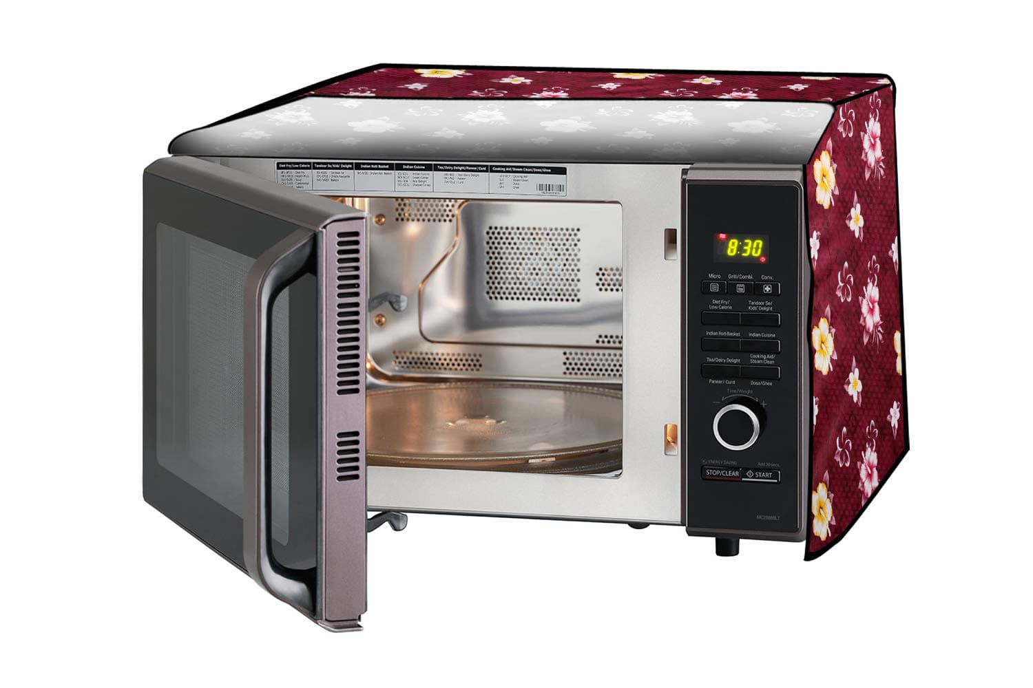 Stylista microwave oven cover compatible for Morphy Richards 60 Liters OTG 60RCSS, Dustproof, stainproof, Wipeable cover, Floral Pattern Red