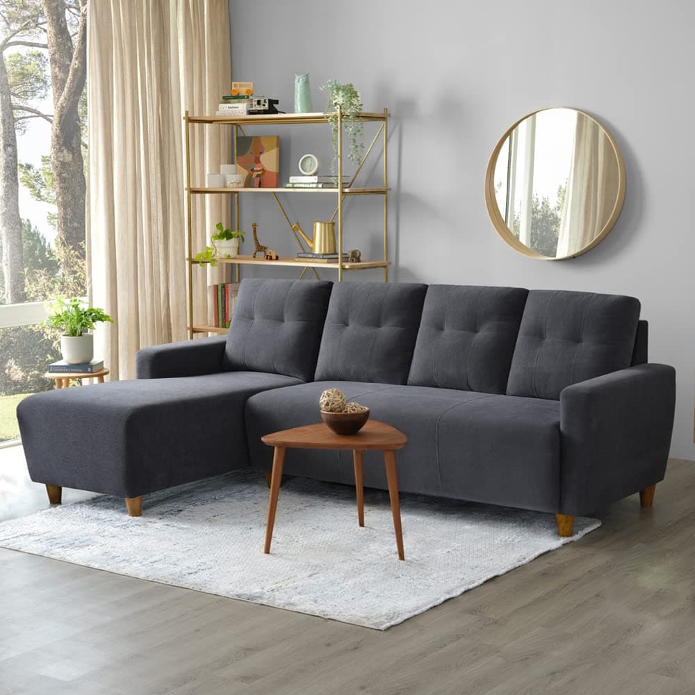 Sleepyhead Yolo Designed by Duroflex - 3 Seater Sofa, LHS L Shape Sofa Set |Premium Fabric, Plush 3-Layer Cushioning |Modern Buttonless Tufted & Anti-Sag Comfort |3 Years Warranty - Sesame Grey