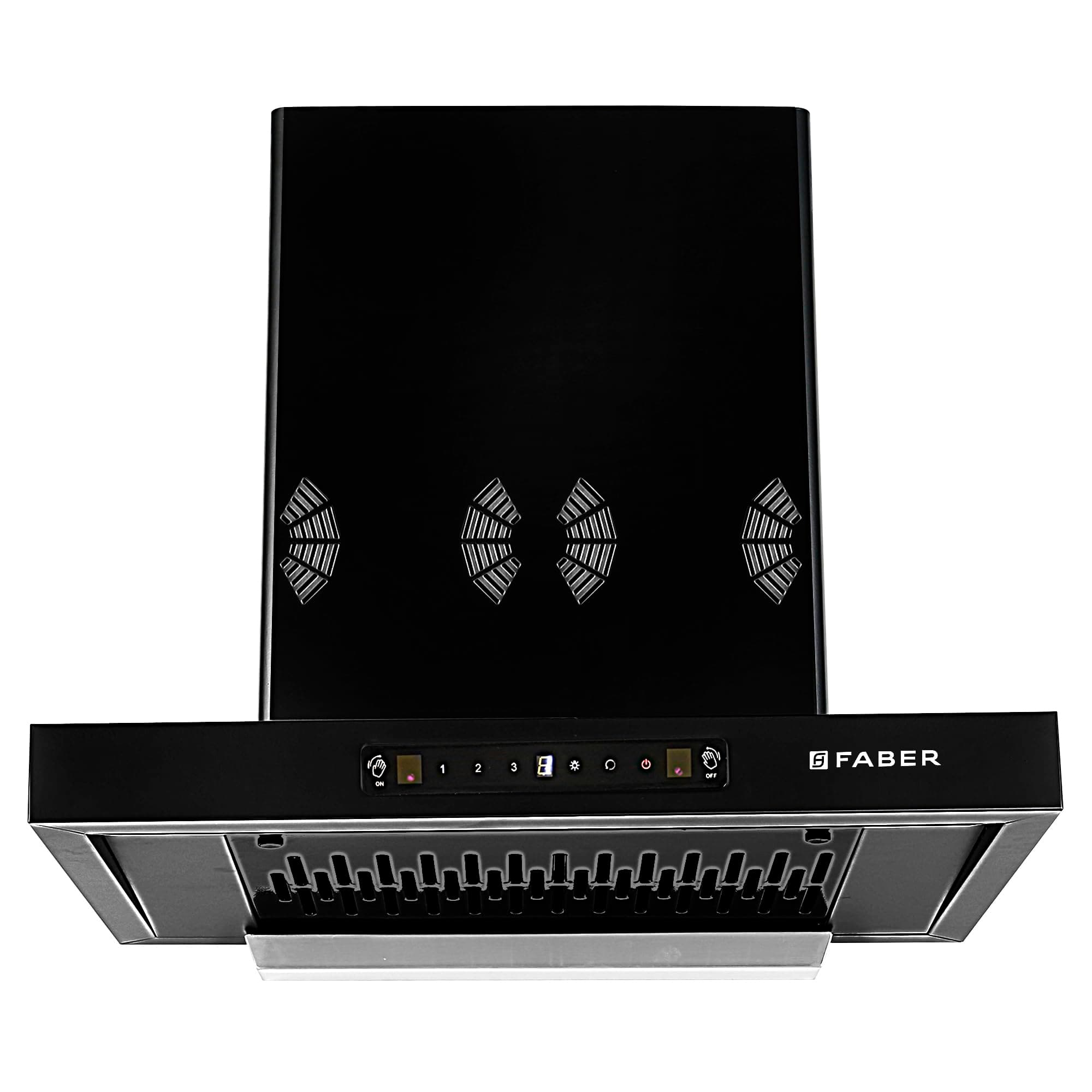 Faber 60cm 1250 m3/hr 6 way silent suction, Autoclean Chimney, Filterless, 8Yr on Motor, 2Yr Comprehensive Warranty, Made in India (HOOD BONITO 3D IND HC SC FL BK 60, Touch & Gesture Control, Black