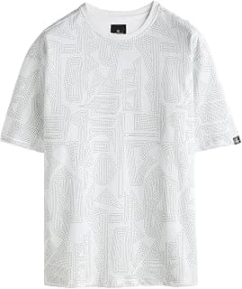 WROGN Men's 100% Cotton T-Shirt | Stitch All-Over Print | Oversized Fit