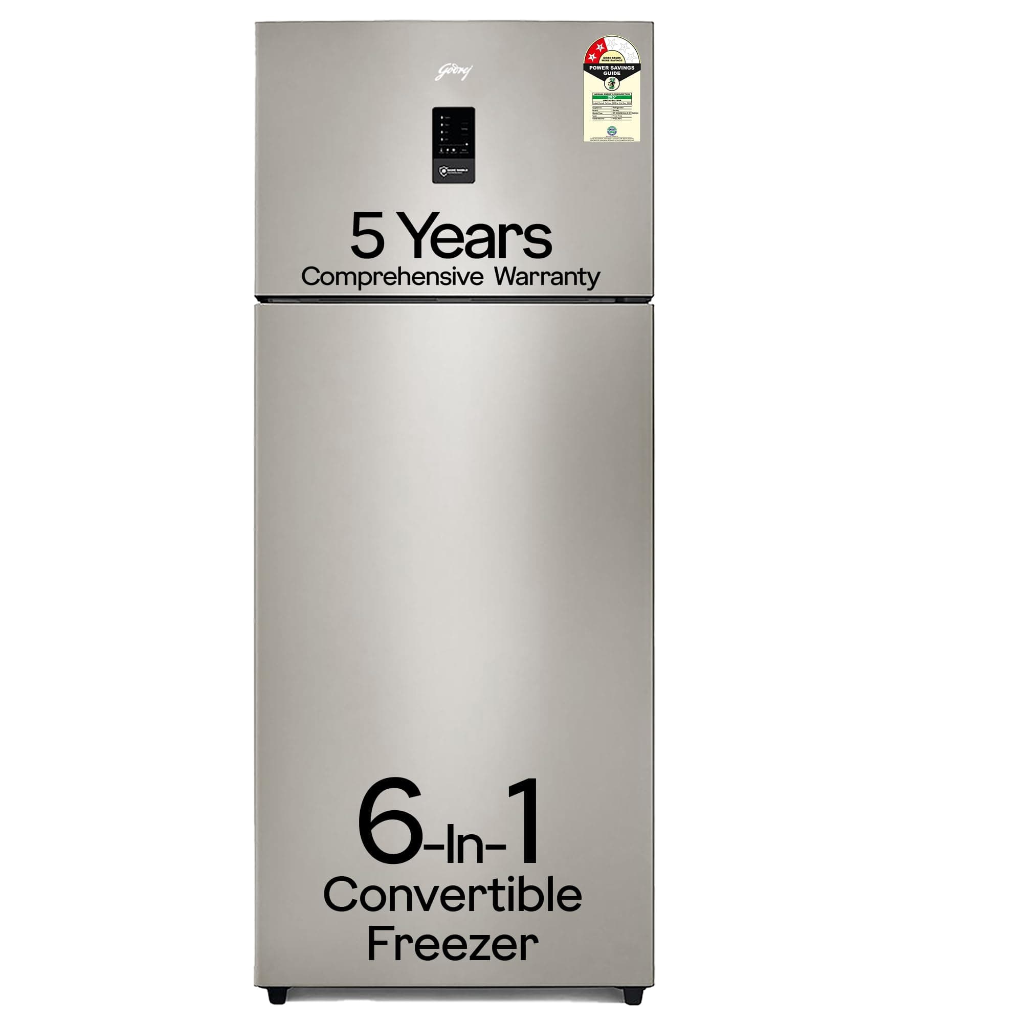 Godrej 436 L 2 Star 5 Years Comprehensive Warranty with AI Tech 6-In-1 Convertible Freezer, Inverter Frost Free Double Door Regalis Refrigerator (RF EON 438B RCI CH GD, Champagne Gold)