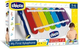 Chicco Happy Music My First Xylophone | 7 Vibrant Metallic Bars with Stick |Toys to Develop Manual Coordination and Music Sensitivity in Babies and Kids| 1-4 Years