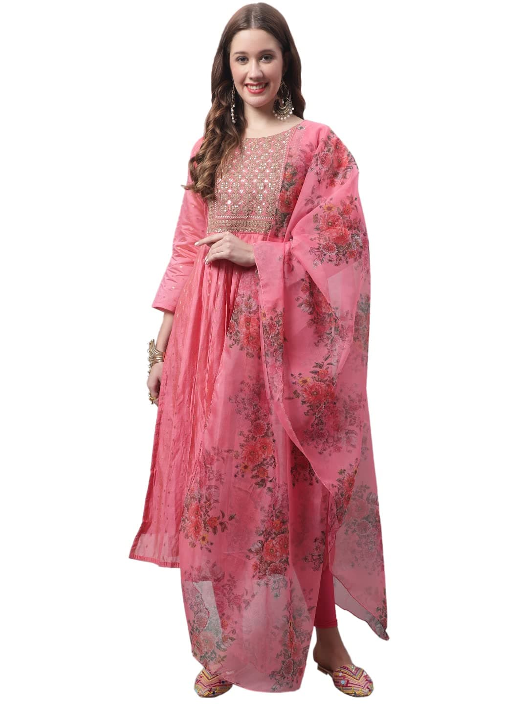 VredeVogel Women's Chanderi Kurta with Legging and Dupatta