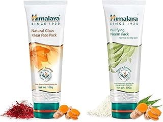Himalaya Natural Glow Kesar Face Pack, 100g & Himalaya Purifying Neem Pack, 100g