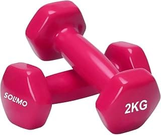 Amazon Brand - Solimo Vinyl Dumbbell 2 Kg, Set of 2 (Light Pink)