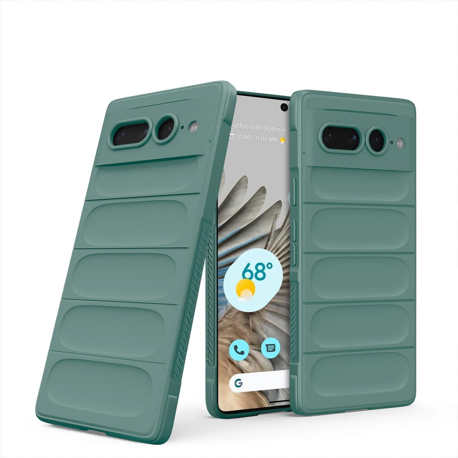 Amazon Basics Back Cover for Google Pixel 7 Pro | Soft Matte Liquid Silicone TPU | Camera Protection | Shockproof Bumper Case (Green)