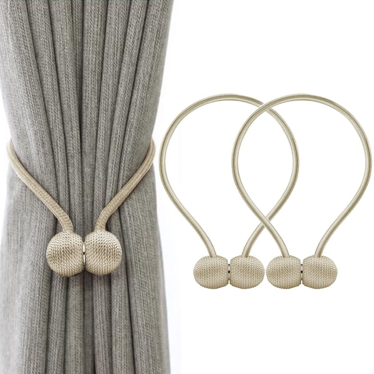 INOVERA (LABEL) 2 Pieces Window Curtain Tiebacks Drapery Hold-Backs Band for Office Home Decorative (Pair 1, Beige)