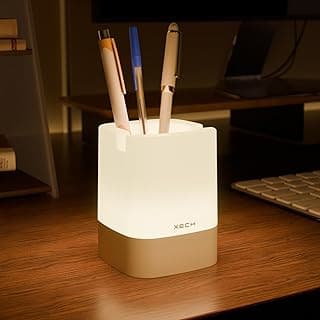 Xech Pen Stand with Ambient Night Light & Mobile Holder | 3-Colour Ambient Light, Touch Control | Rechargeable Night Lamp for Office, Study & Bedside (Nova)