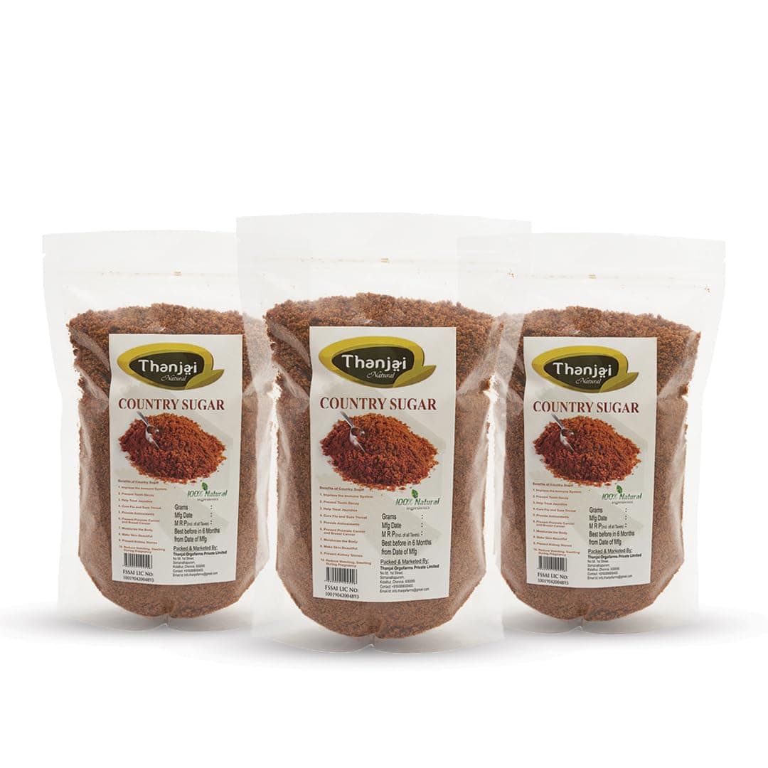 Thanjai Natural Jaggery Powder 3kg | Gur/Gud Powder | Naatu Sakkarai | No Chemicals, Preservatives Free | No Artificial Colors | Traditionally made