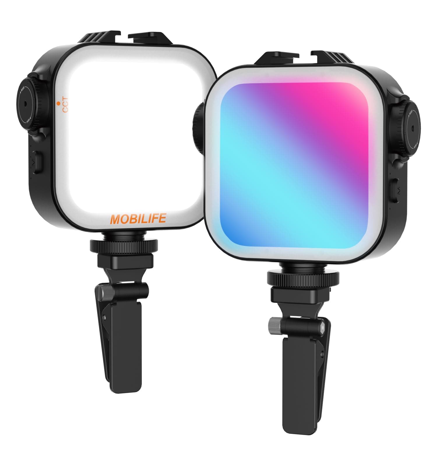 Mobilife RGB Video Light Double Sided Strong/Soft LED Lamp CCT/20 Effect 2000mAh Rechargeable Battery 118 LED Beads with Clip for Camera Phone Laptop Photography YouTube