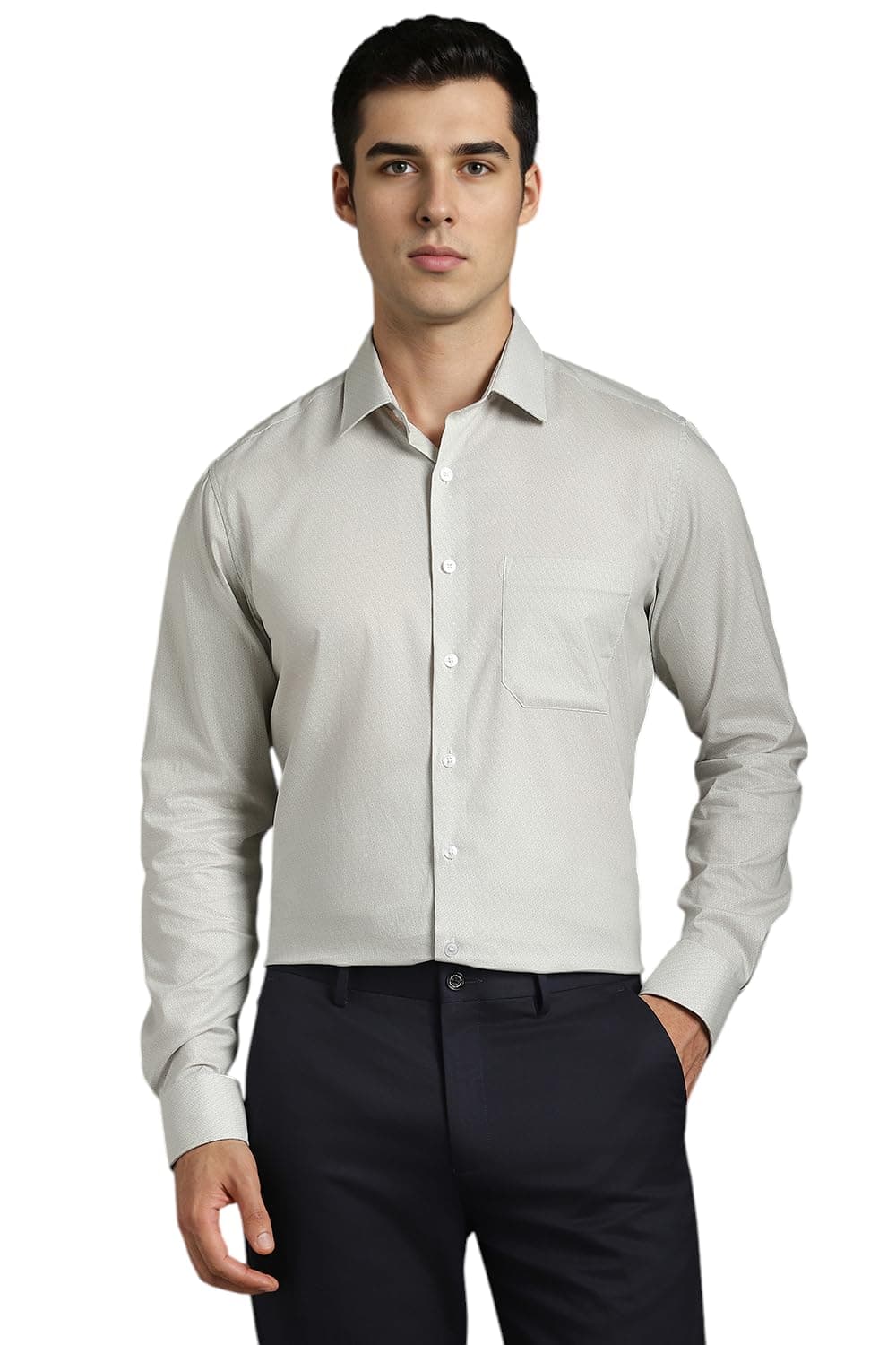 Louis Philippe Men's Slim Fit Easy to Iron Everyday wear Premium Cotton Full Sleeve Printed Formal Shirt