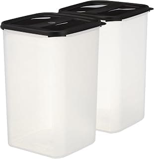 Amazon Brand - Solimo Antimicrobial Square Modular Plastic Storage Container (7.5 L Each) | Stackable | BPA-Free | Multipurpose Use for Snacks, Spices, & More (Set of 2) (Black)